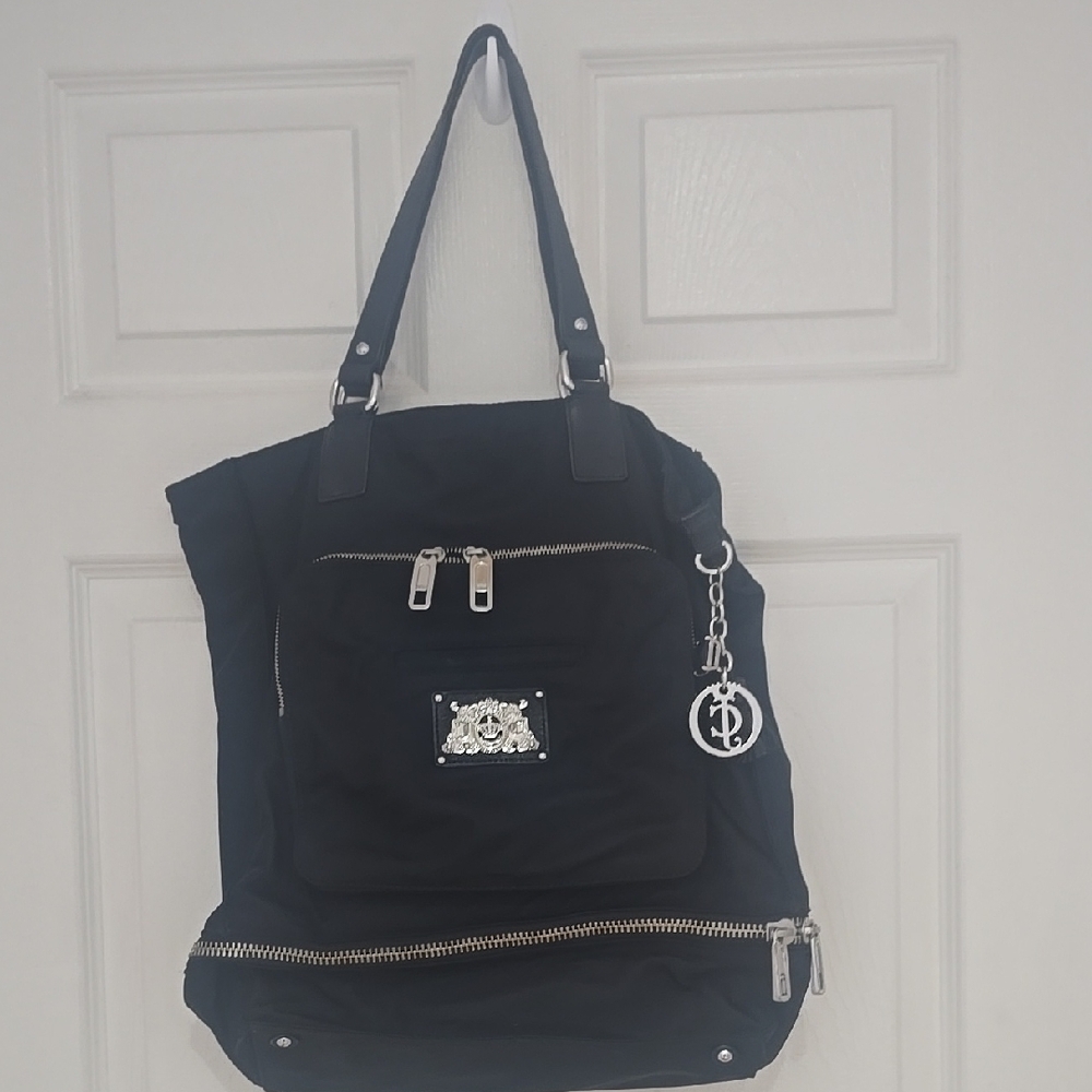 Juicy Couture Black and Silver Tote Sleek Design In Amazing Condition